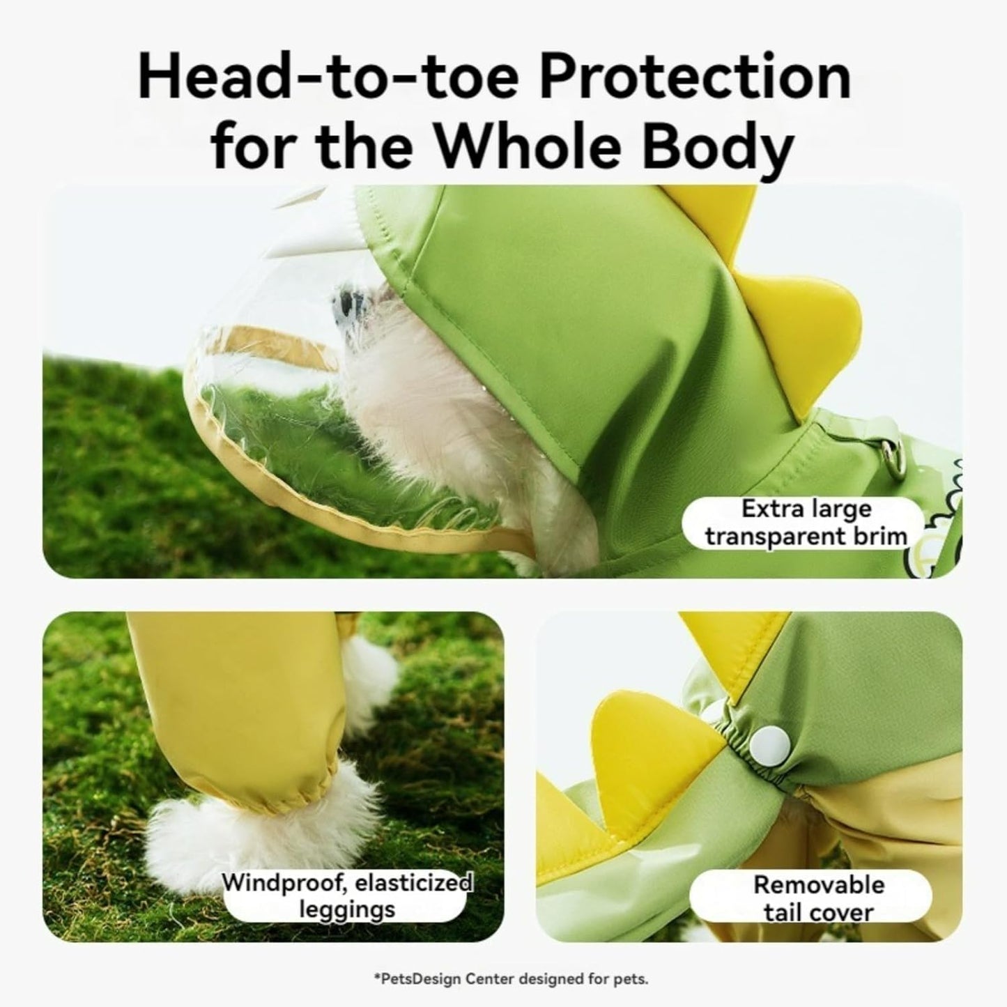 Pet Raincoat-With Belt-Reflective Strips-Green-XXL-1pc V1189-HB001CYTR00030
