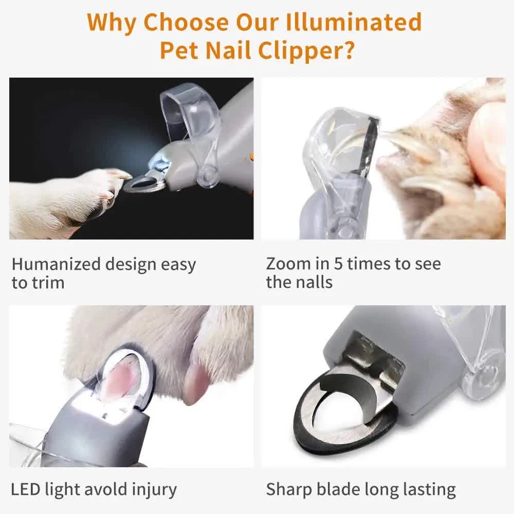 Pet Nail Clippers with LED Light - Cleaning - Orange - 1pc V1189-HB001CYTR00033