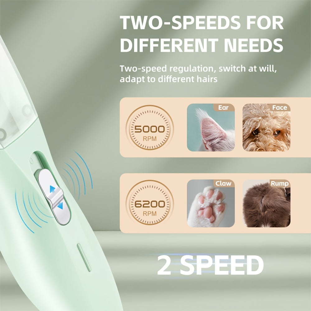 Small Animal Hair Trimmer-Hair Suction Cup-Rechargeable-Quiet-Green-1st V1189-HB001CYTR00034