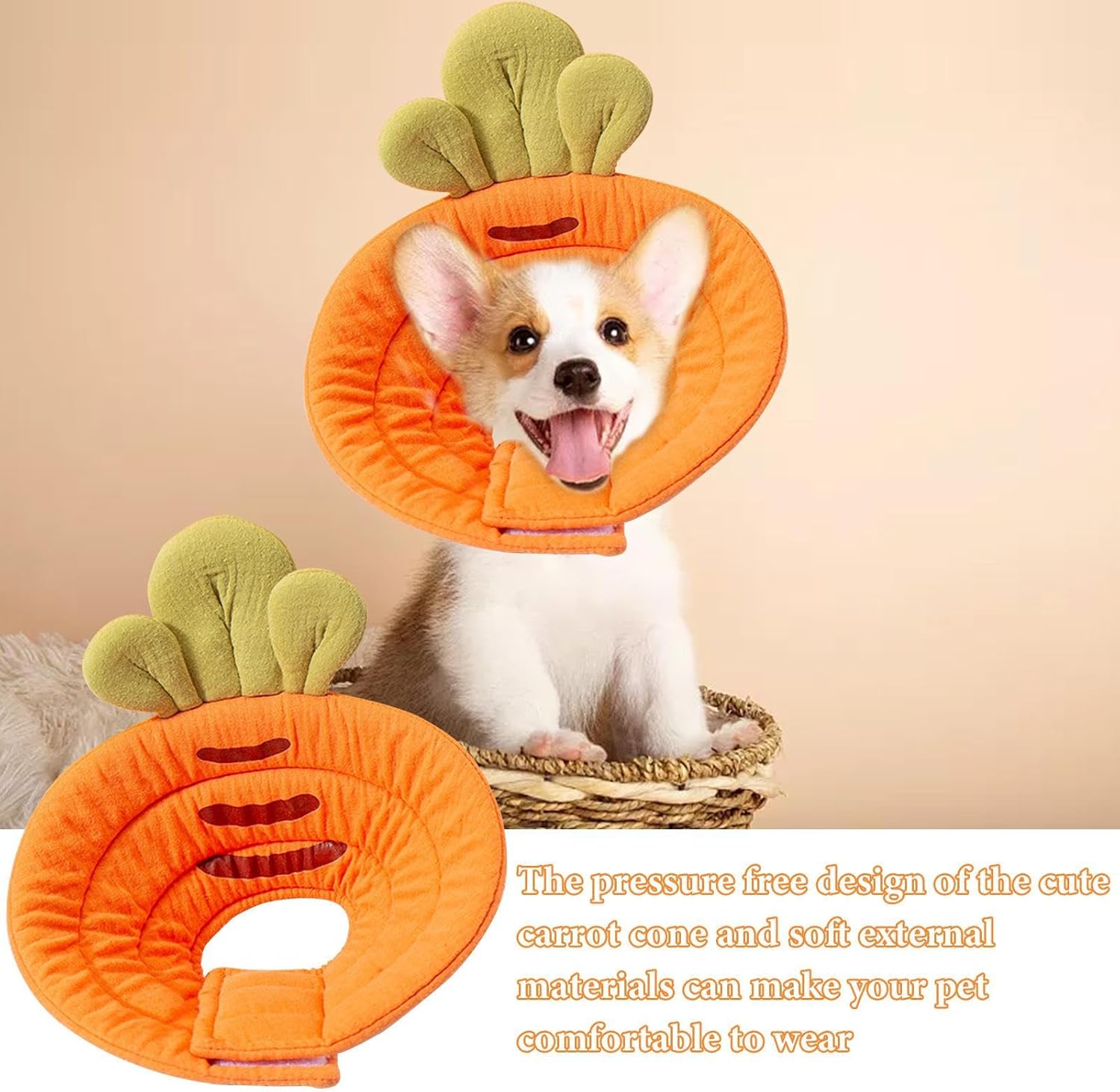 Pet Cone Collar - Soft - Prevents Licking and Biting - Carrot - Small - 1st V1189-HB001CYTR00035