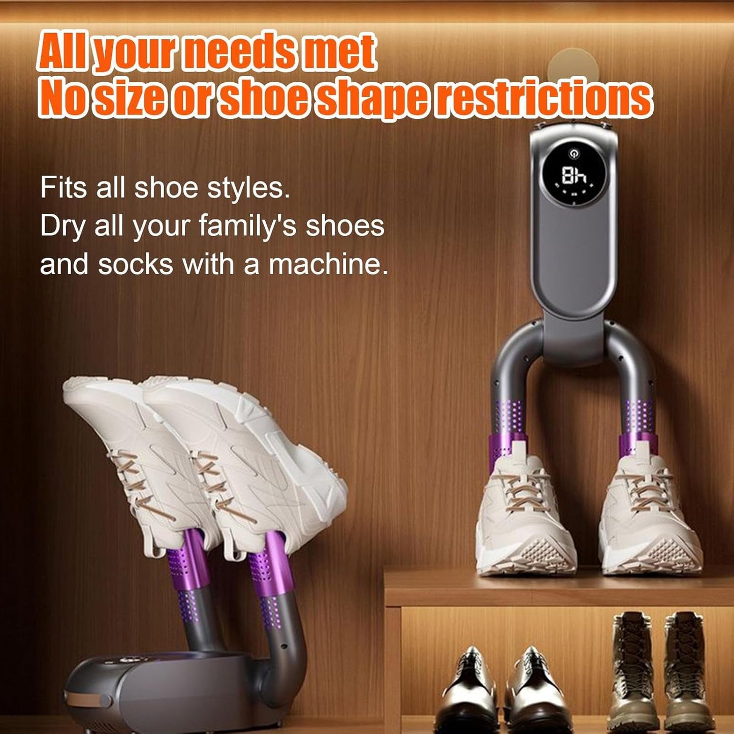 Shoe dryer - Foldable button dryer - Silent device - With timer - Black and purple - 1 pack V1189-HB001HWC000001