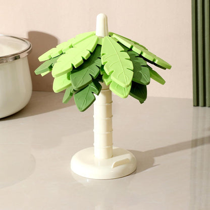 Silicone Coasters - Anti-Scald and Non-Slip - Set of 4 Tree-Shaped Holders with Phone Holder - Green V1189-HB001HWG000001