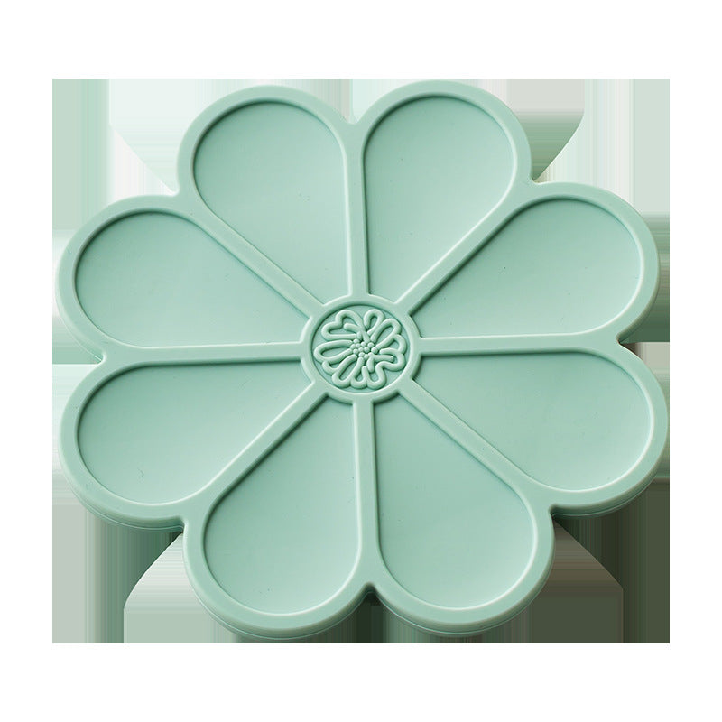 Silicone Mat - Heat Insulation & Anti-slip - Five Colors - Comes with Gold Stand - Flower Shape V1189-HB001HWG000003