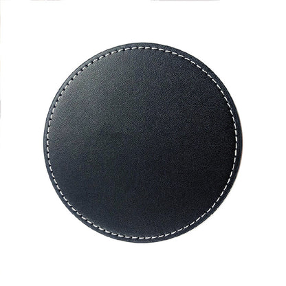 Coaster set - Leather coaster set with storage box - Black - 5 pieces V1189-HB001HWG000004