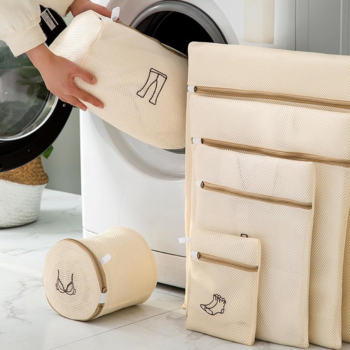 Washing Net-Laundry Nets-Washing Machine Deformation-Filter-6-Piece Set V1189-HB001HWH000006
