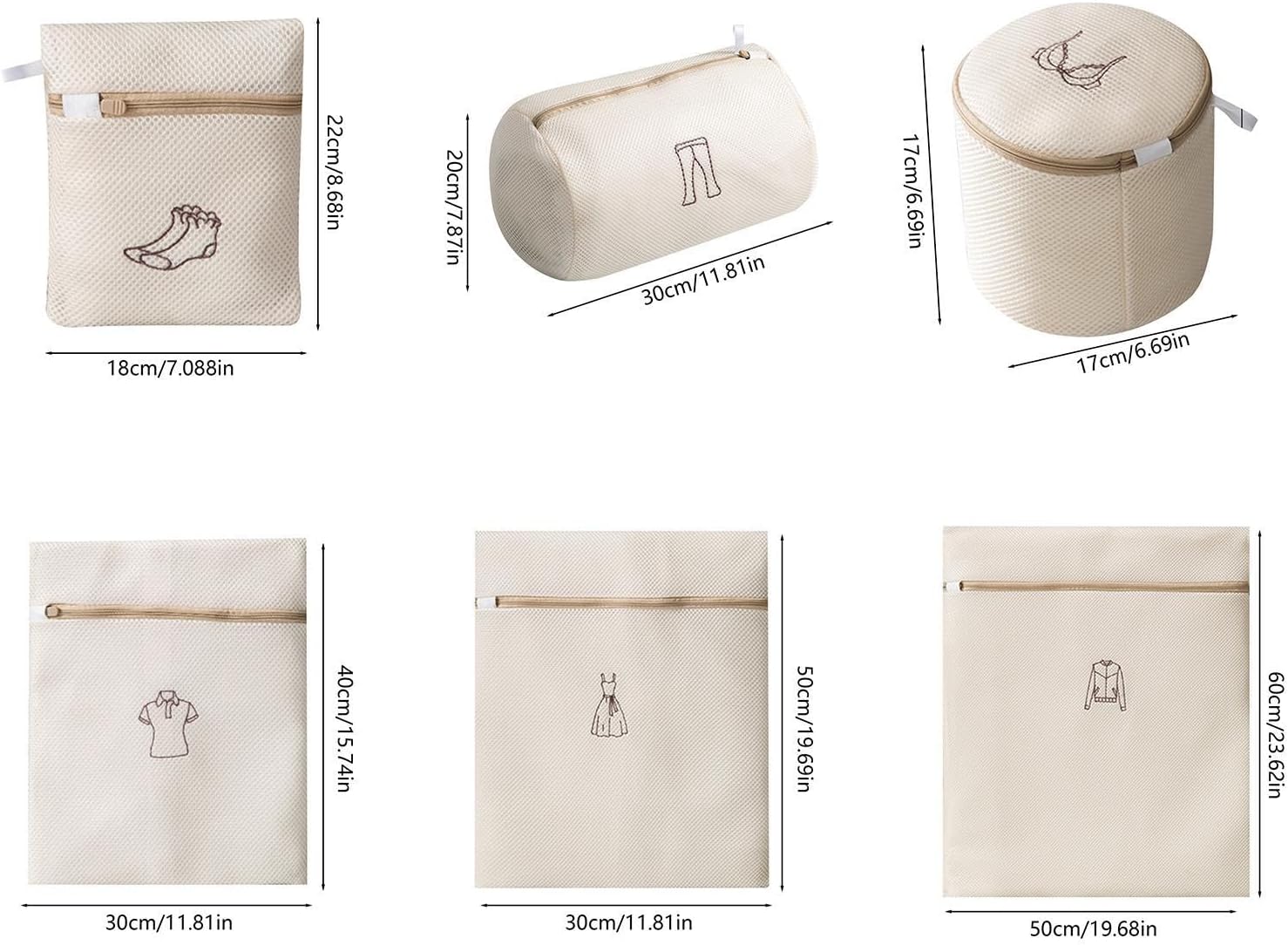 Washing Net-Laundry Nets-Washing Machine Deformation-Filter-6-Piece Set V1189-HB001HWH000006