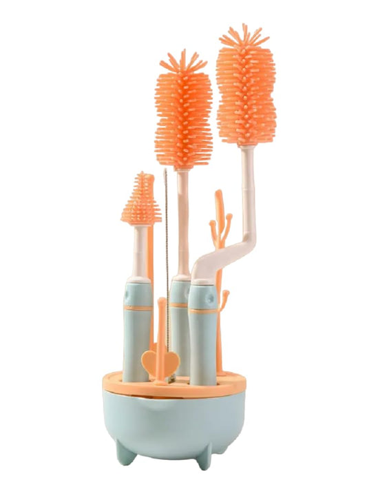 Bottle Brush - Bottle Brush - Cleaning Brush - 4 in 1 - Portable Bottle Cleaning Brush Set with Drying Rack V1189-HB001HWH000015