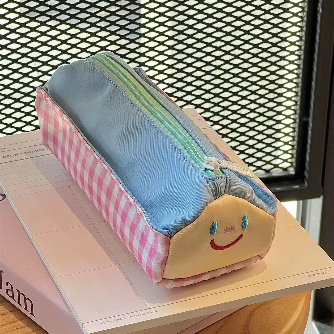 Pencil Case - Large Capacity - Cute and Lovely - Pink Check - 1 Piece V1189-HB001HWI000003