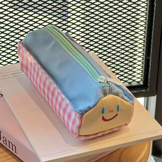 Pencil Case - Large Capacity - Cute and Lovely - Pink Check - 1 Piece V1189-HB001HWI000003