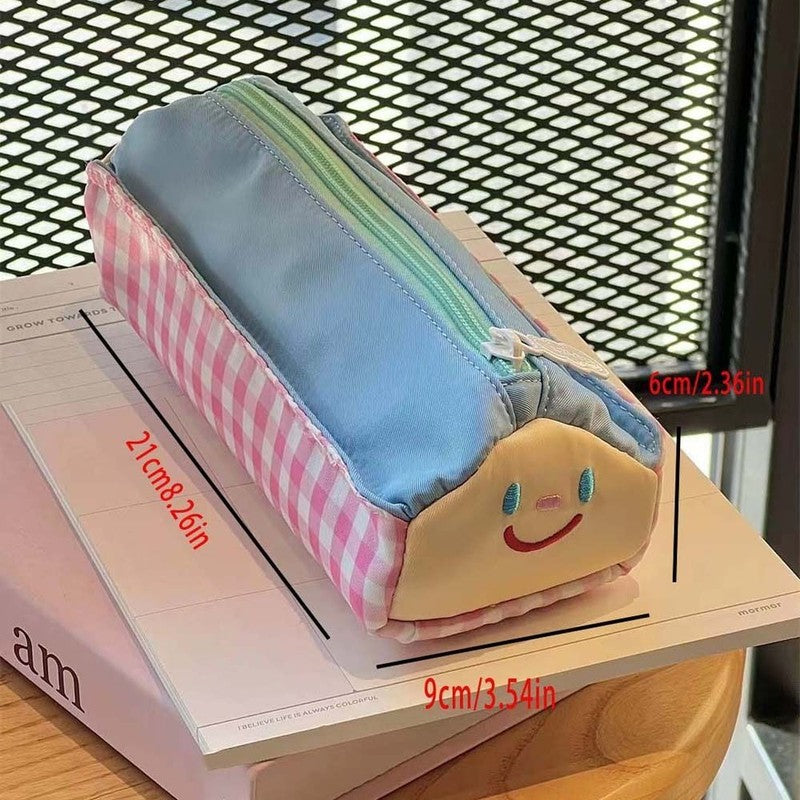 Pencil Case - Large Capacity - Cute and Lovely - Pink Check - 1 Piece V1189-HB001HWI000003