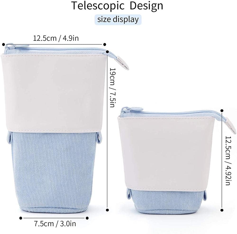 Pencil Case-Telescopic Pen Holder-Large Capacity-Light Blue-1 Piece V1189-HB001HWI000004