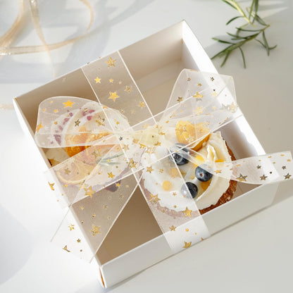 Gift ribbon - Mesh wrapping tape - Star pattern - 9 meters - 1 pack V1189-HB001HWI000013