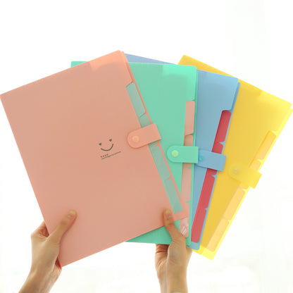 Folders - Snap closure - Accordion style - 5 compartments - Smiley face - 4 pieces V1189-HB001HWI000024