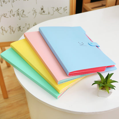 Folders - Snap closure - Accordion style - 5 compartments - Smiley face - 4 pieces V1189-HB001HWI000024