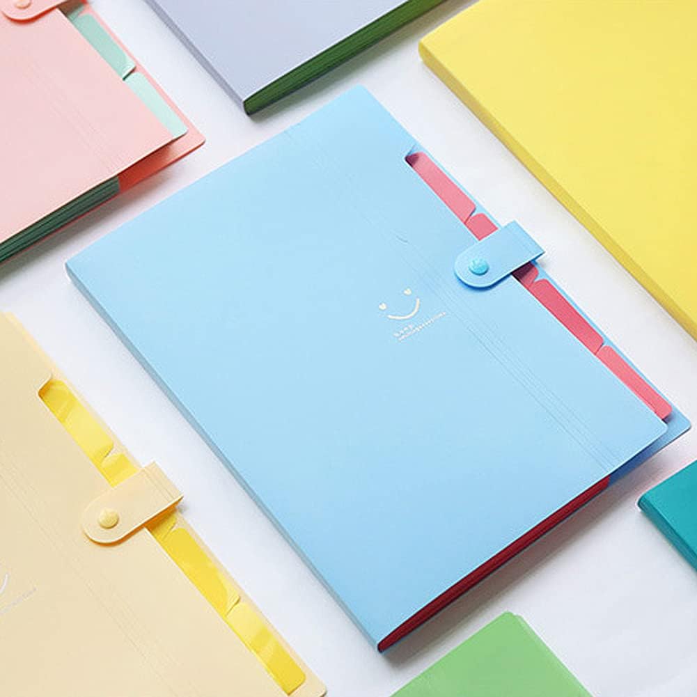 Folders - Snap closure - Accordion style - 5 compartments - Smiley face - 4 pieces V1189-HB001HWI000024