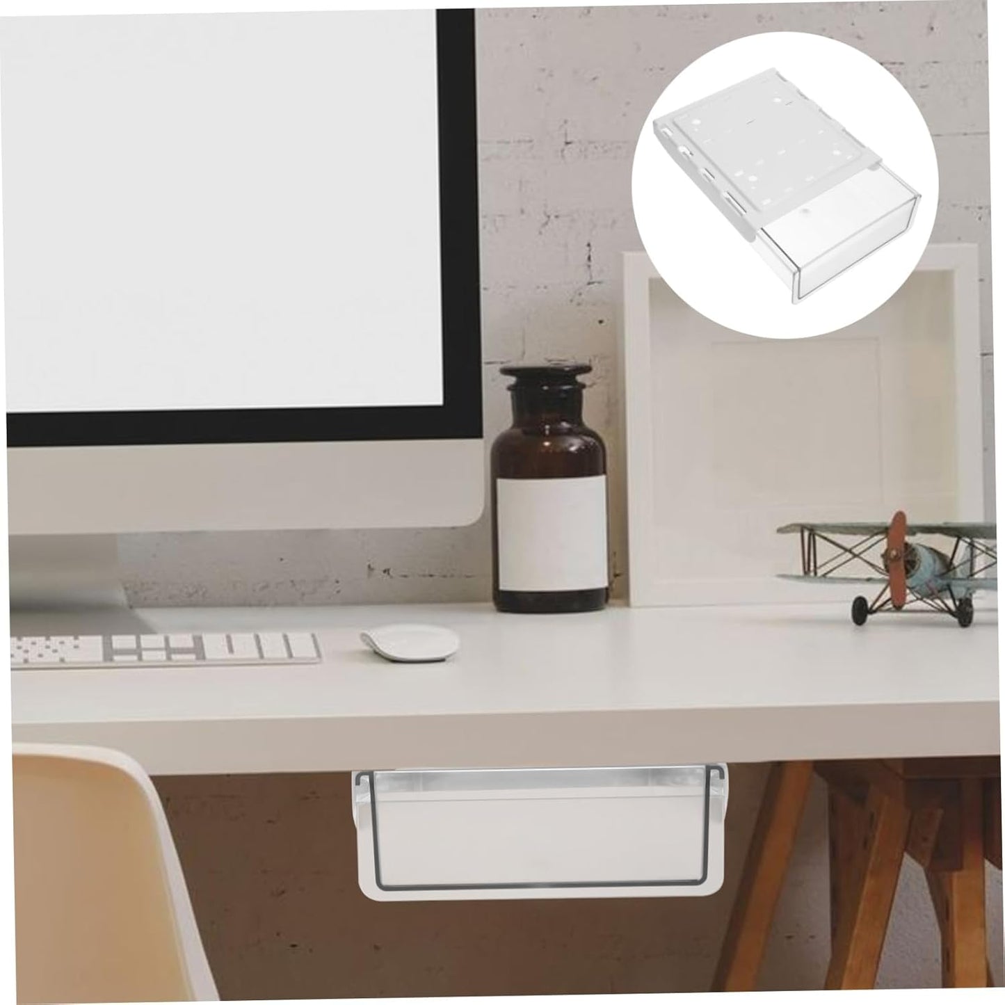 Under Desk Storage Box - Hidden Drawer - No Punching - Large Capacity - 1 Pack V1189-HB001HWI000028