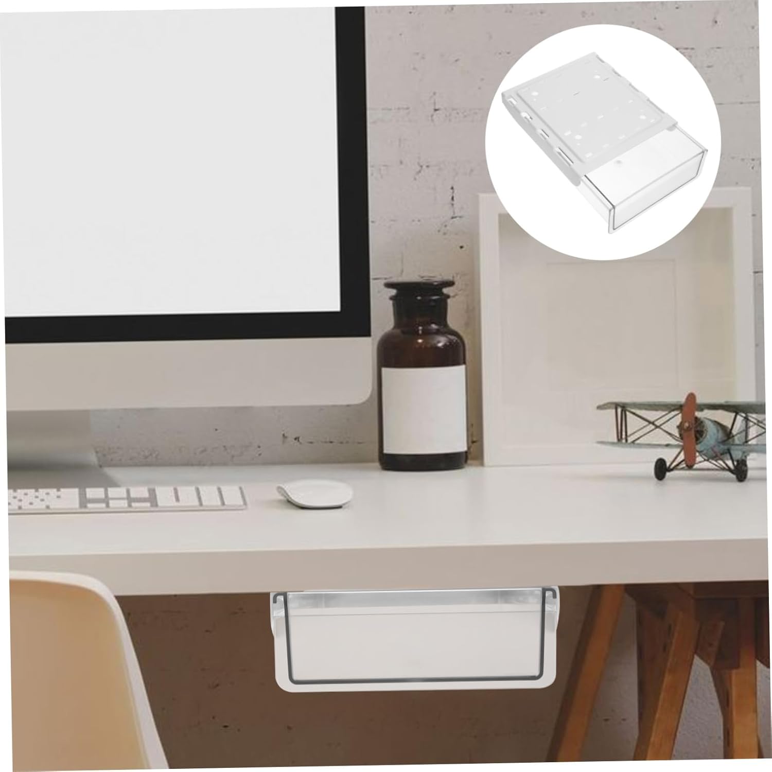 Under Desk Storage Box - Hidden Drawer - No Punching - Large Capacity - 1 Pack V1189-HB001HWI000028