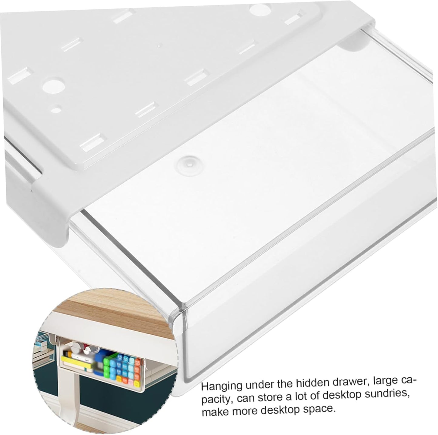 Under Desk Storage Box - Hidden Drawer - No Punching - Large Capacity - 1 Pack V1189-HB001HWI000028