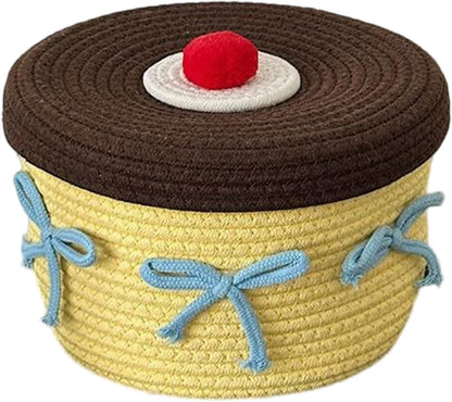 Storage Basket - Woven Cotton - Dustproof Desk Ornaments - 1 Pack V1189-HB001HWI000029