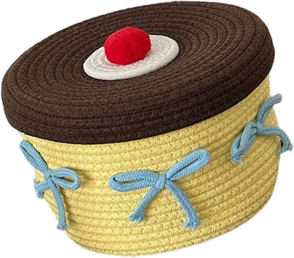 Storage Basket - Woven Cotton - Dustproof Desk Ornaments - 1 Pack V1189-HB001HWI000029