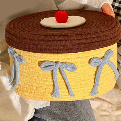 Storage Basket - Woven Cotton - Dustproof Desk Ornaments - 1 Pack V1189-HB001HWI000029