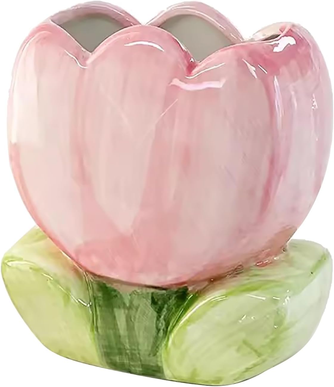 Storage Box - Cute Desk Ornaments - Ceramic Storage Bucket - Pink Tulip - 1 Pack V1189-HB001HWI000031