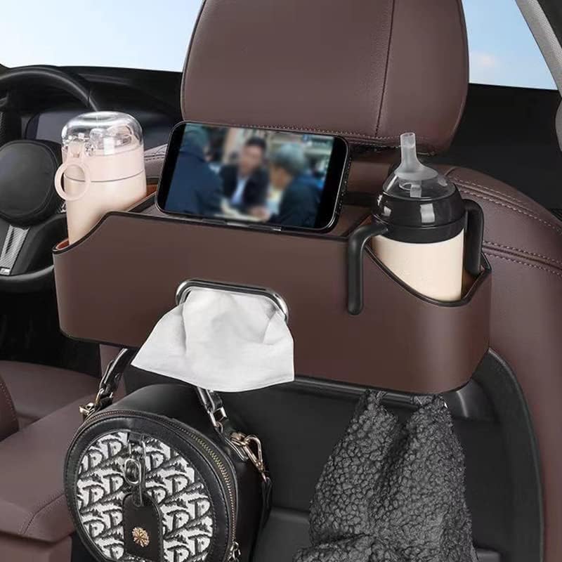 Car Key Box - Car Tissue Box - Includes 2 Cup Holders - Includes Hook - PU Leather - Waterproof, V1189-HB001HWJ000005
