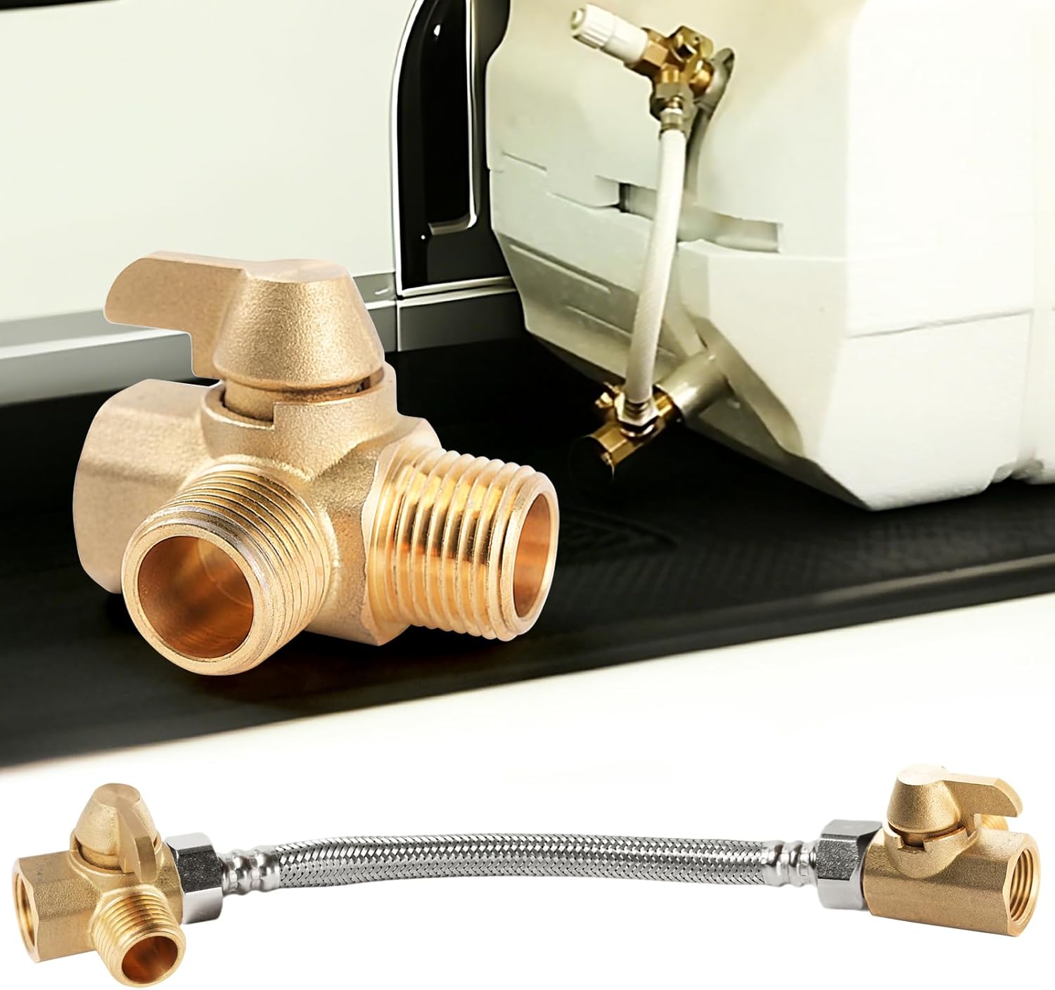 Brass 3-way bypass valve for boiler kits, 1/2" NPT connections V1189-HB001HWR000037