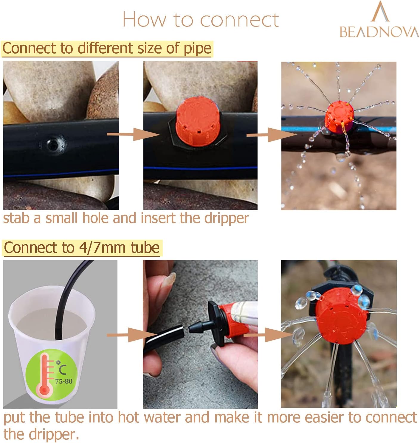 Drip Irrigation Emitters 50 Pieces Irrigation Drippers 360 Degree System Emitters Sprinklers Drip Irrigation V1189-HB001HWR000038