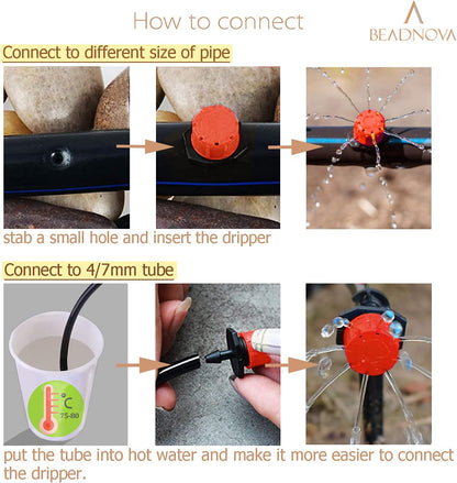 Drip Irrigation Emitters 50 Pieces Irrigation Drippers 360 Degree System Emitters Sprinklers Drip Irrigation V1189-HB001HWR000038