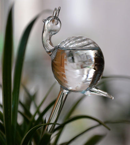 snail-shaped hand-blown clear glass self-watering sustainable mini transparent plant watering pot V1189-HB001HWR000052