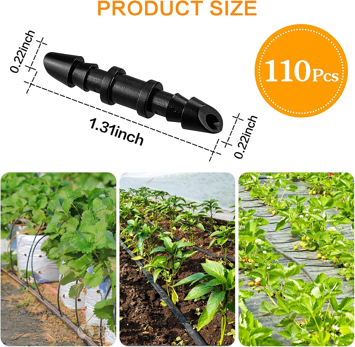 Drip Irrigation Couplings - Pack of 110 Couplings for 1/4" Hoses, Barb Connectors for Drip or Sprinkler V1189-HB001HWR000060