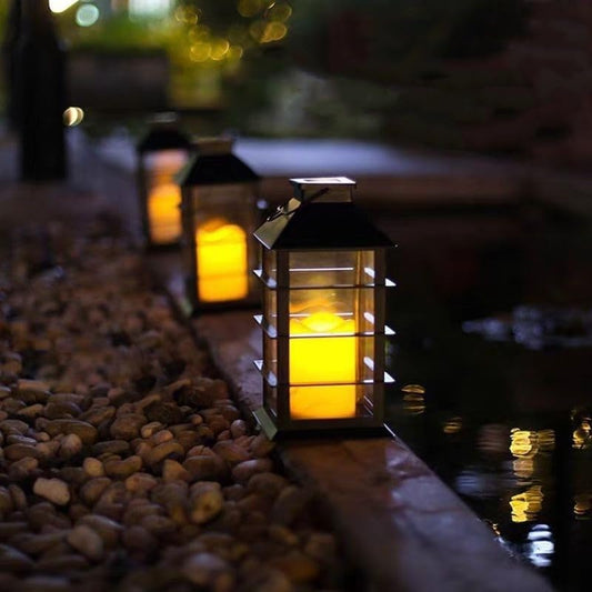Waterproof outdoor solar lamp with candle flame effect, energy saving, warm white LED for patio, garden, V1189-HB001HWR000064