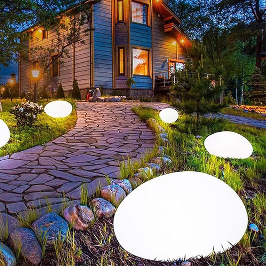 Solar Garden Light Outdoor Glow Cobblestone Shape Lamp Garden Decor Light - White & RGB Light Waterproof V1189-HB001HWR000065