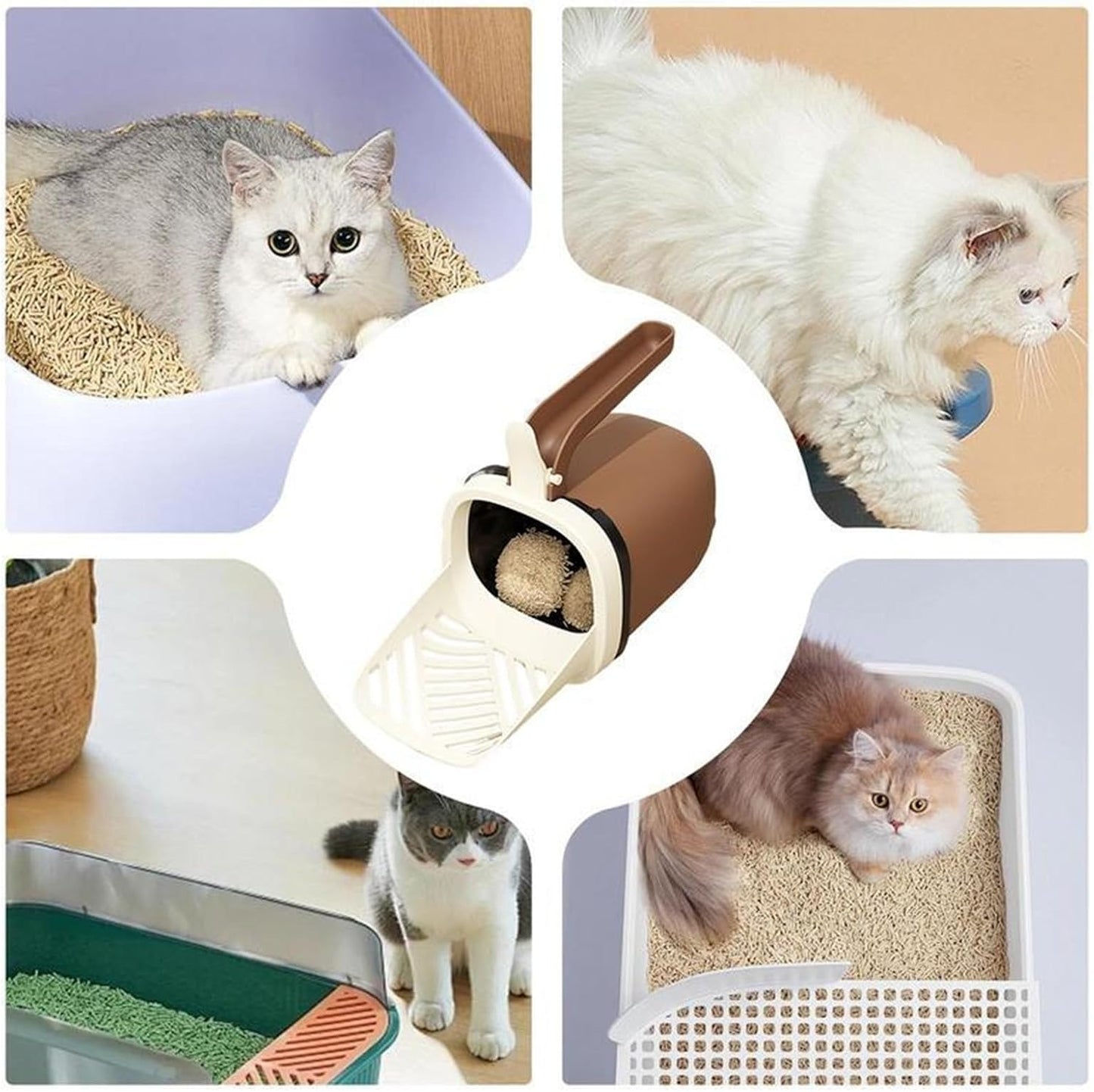 Cat Litter Scoop - Large Capacity - Cat Litter Scoop and Cat Poop Box 2-in-1 - Cleaning Tool - 1 Pack V1189-HB001HWR000101