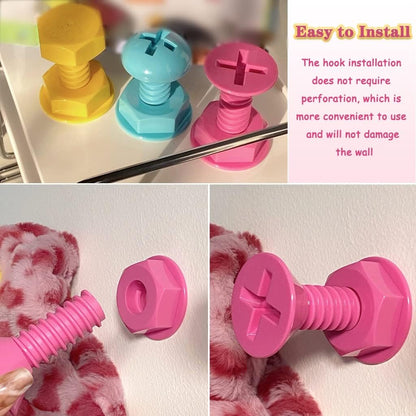 Self-adhesive nail - wall hooks - bag hooks - screw-shaped adhesive hooks - load capacity 3 kg - 3 pieces V1189-HB001HWT000003