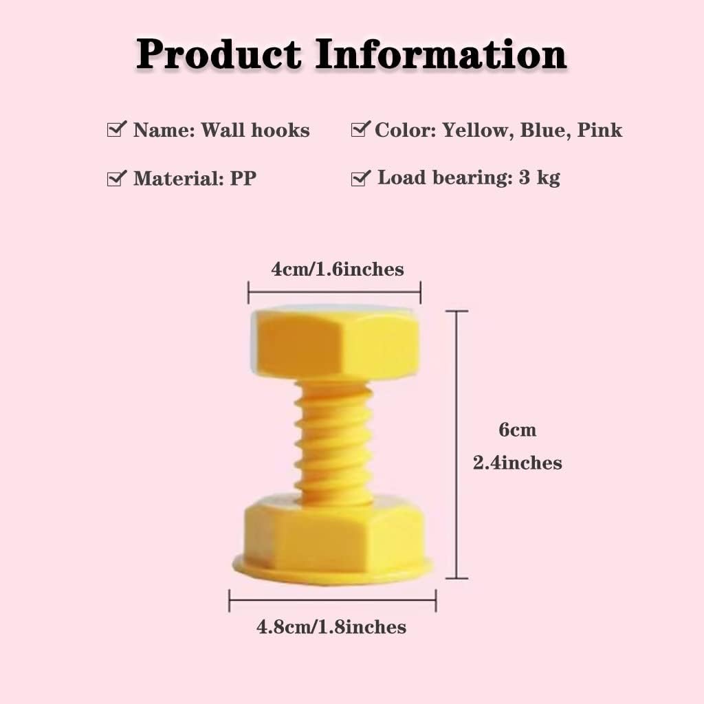 Self-adhesive nail - wall hooks - bag hooks - screw-shaped adhesive hooks - load capacity 3 kg - 3 pieces V1189-HB001HWT000003