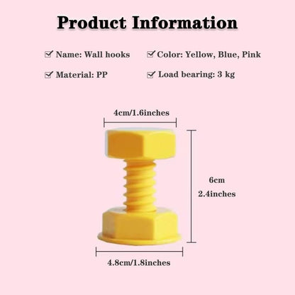 Self-adhesive nail - wall hooks - bag hooks - screw-shaped adhesive hooks - load capacity 3 kg - 3 pieces V1189-HB001HWT000003