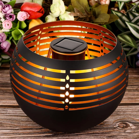 Waterproof outdoor solar lanterns, solar table lamp for outdoor patio, metal pot with warm yellow dancing and V1189-HB001HWU000069