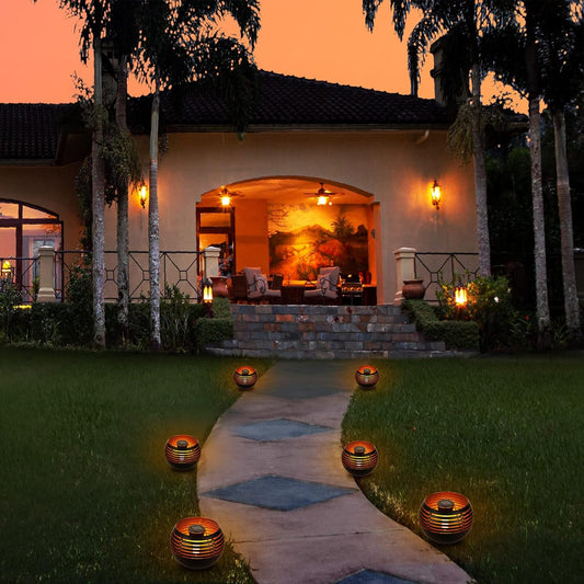 Waterproof outdoor solar lanterns, solar table lamp for outdoor patio, metal pot with warm yellow dancing and V1189-HB001HWU000069