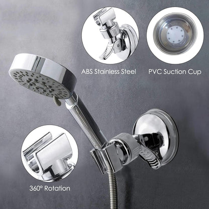 Shower Head Holder - Suction Cup Mounting Without Drilling - 360 Degree Rotatable - Adjustable Angle V1189-HB001WSRF00009