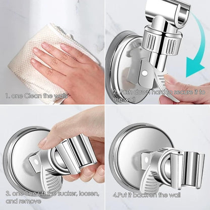 Shower Head Holder - Suction Cup Mounting Without Drilling - 360 Degree Rotatable - Adjustable Angle V1189-HB001WSRF00009