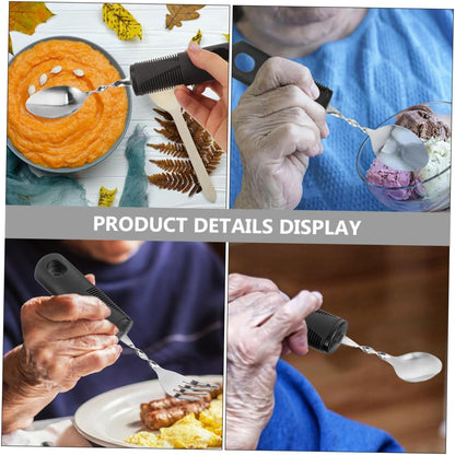 Gatuida 2 Sets Flexible Camping Utensils One-Handed Kitchen Gadgets Pan Disabled Tableware Non-Slip Tableware V1189-HB001WSRG00014
