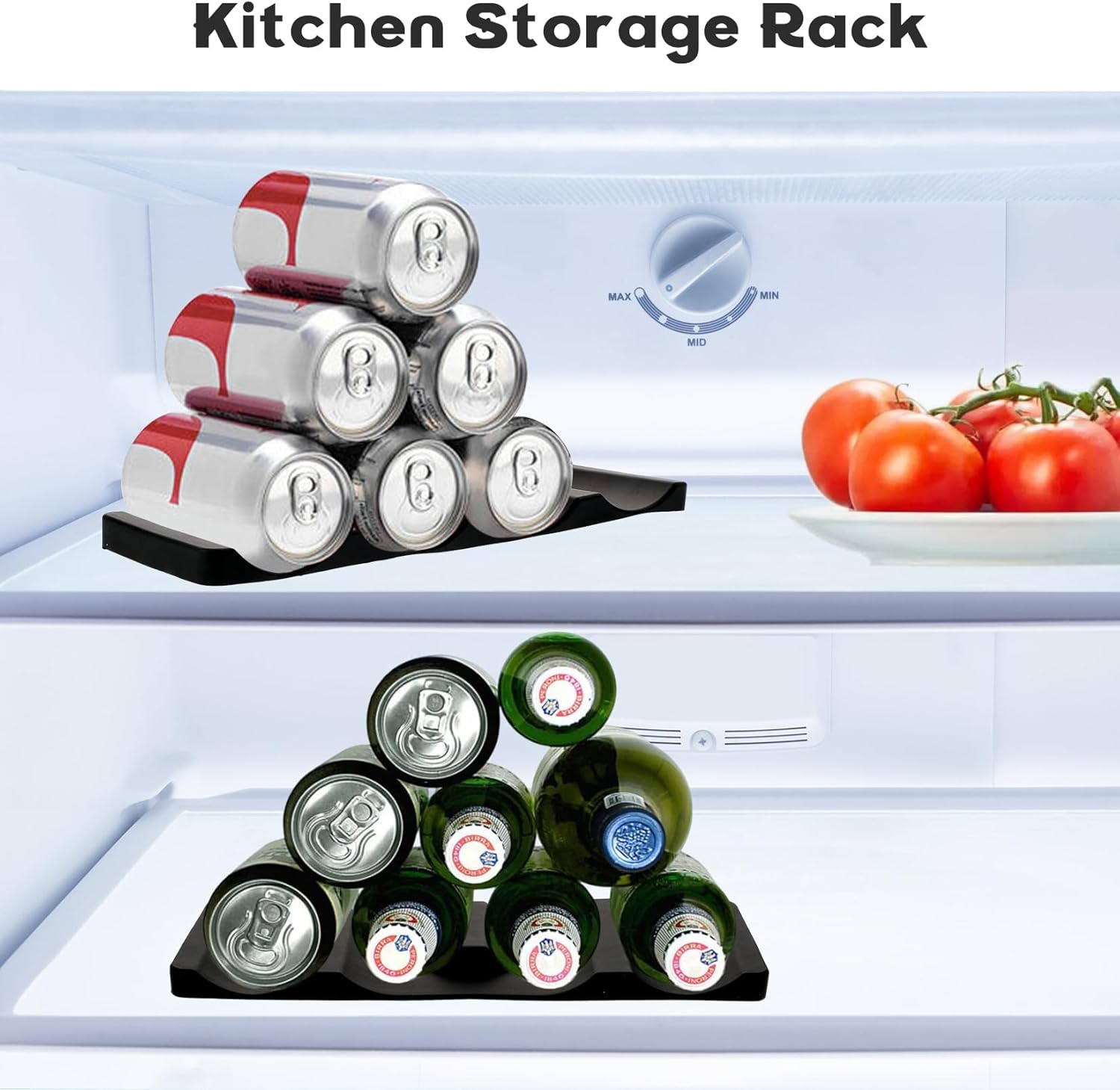 Forhandy 3 pcs bottle holders, refrigerator, non-slip, stackable, refrigerator, organizer, bottles, foldable V1189-HB001WSRG00016