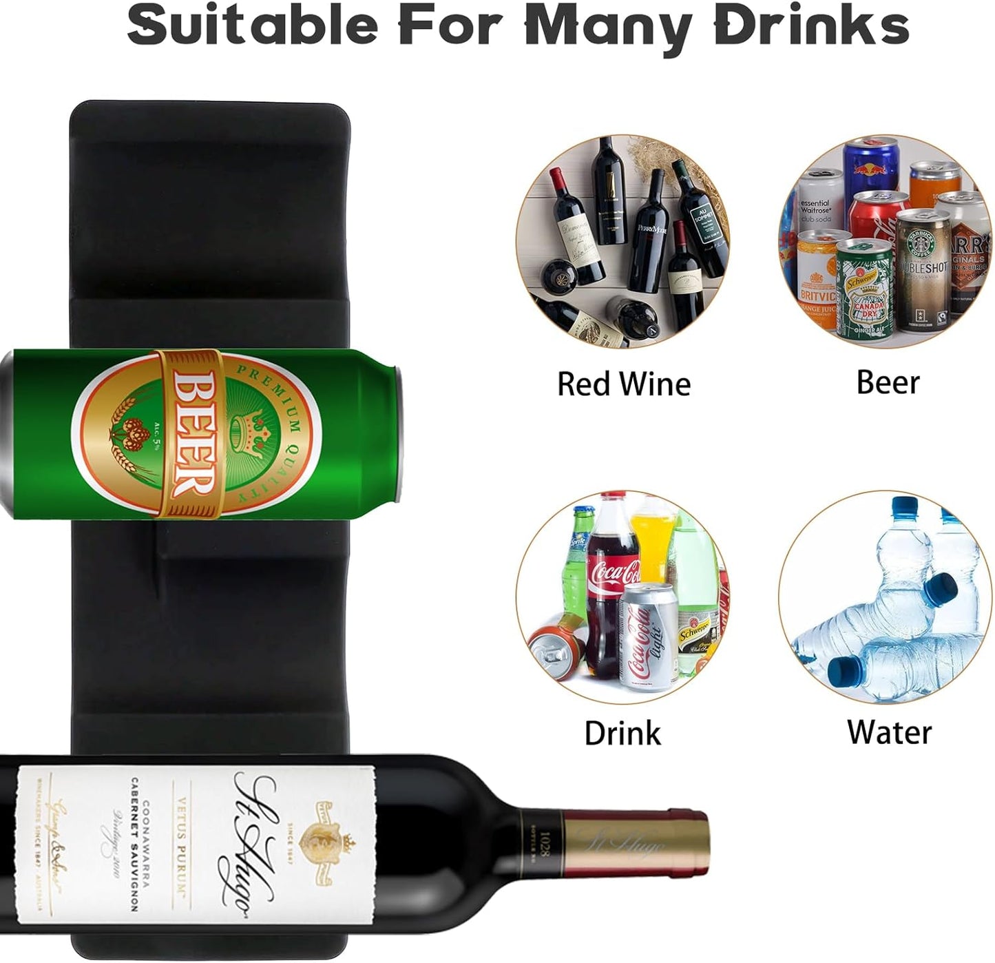 Forhandy 3 pcs bottle holders, refrigerator, non-slip, stackable, refrigerator, organizer, bottles, foldable V1189-HB001WSRG00016
