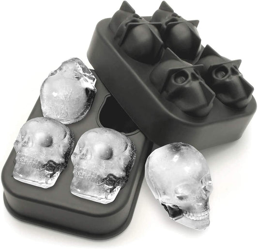 KIRALOVE 4 skulls - ice cubes - silicone ice cube maker - for home - kitchen - bar accessories - drinks - V1189-HB001WSRG00018