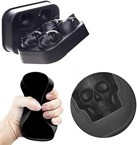 KIRALOVE 4 skulls - ice cubes - silicone ice cube maker - for home - kitchen - bar accessories - drinks - V1189-HB001WSRG00018
