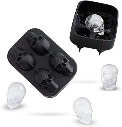 KIRALOVE 4 skulls - ice cubes - silicone ice cube maker - for home - kitchen - bar accessories - drinks - V1189-HB001WSRG00018