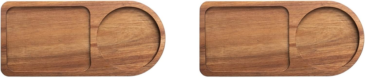 Guihydur 2 x coffee set, wooden, tray for serving food, coffee, tea set, table decoration, accessories C V1189-HB001WSRG00020