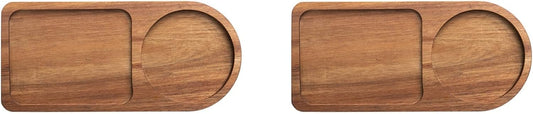 Guihydur 2 x coffee set, wooden, tray for serving food, coffee, tea set, table decoration, accessories C V1189-HB001WSRG00020